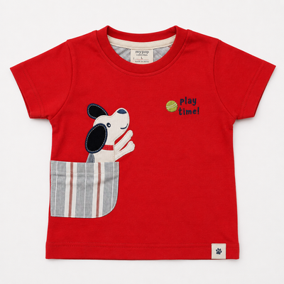 Boys Play Time Puppy Graphic Tee and Striped Shorts Set