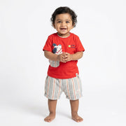 Boys Play Time Puppy Graphic Tee and Striped Shorts Set