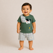 Boys Play Time Puppy Graphic Tee and Striped Shorts Set