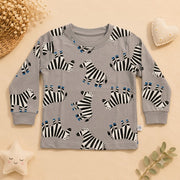 Boys Grey Safari Zebra Cotton Loungewear Set