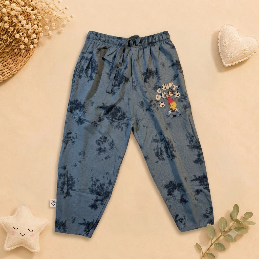 Boys Blue Tie-Dye Cartoon Football Cotton Jogger Set