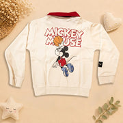 Boys Cream & Maroon Mickey Mouse Polo Sweatshirt & Jogger Set