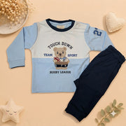 Baby Boys Beige & Mocha Rugby Bear Sweatshirt & Diaper Pant Set