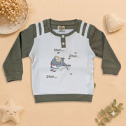 Boys Slate Blue Shark Henley Sweatshirt & Track Pant Set