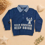 Boys Blue Stitch Polo Sweatshirt & Jogger Set