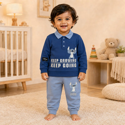 Boys Blue Stitch Polo Sweatshirt & Jogger Set