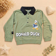 Boys Sage Green Donald Duck Polo Sweatshirt & Jogger Set
