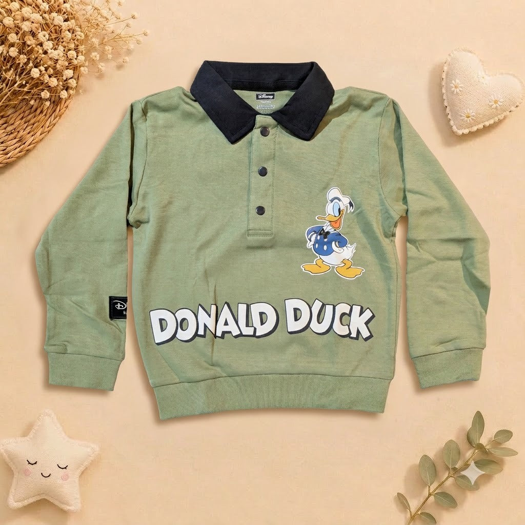 Boys Sage Green Donald Duck Polo Sweatshirt & Jogger Set