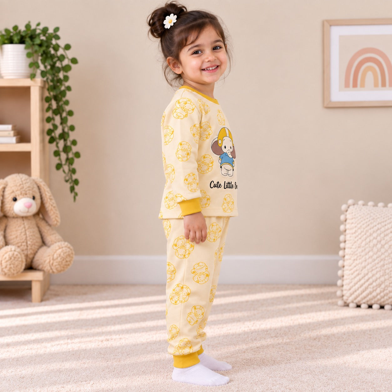 Unisex Warm Yellow Cute Little One Cotton Loungewear Set