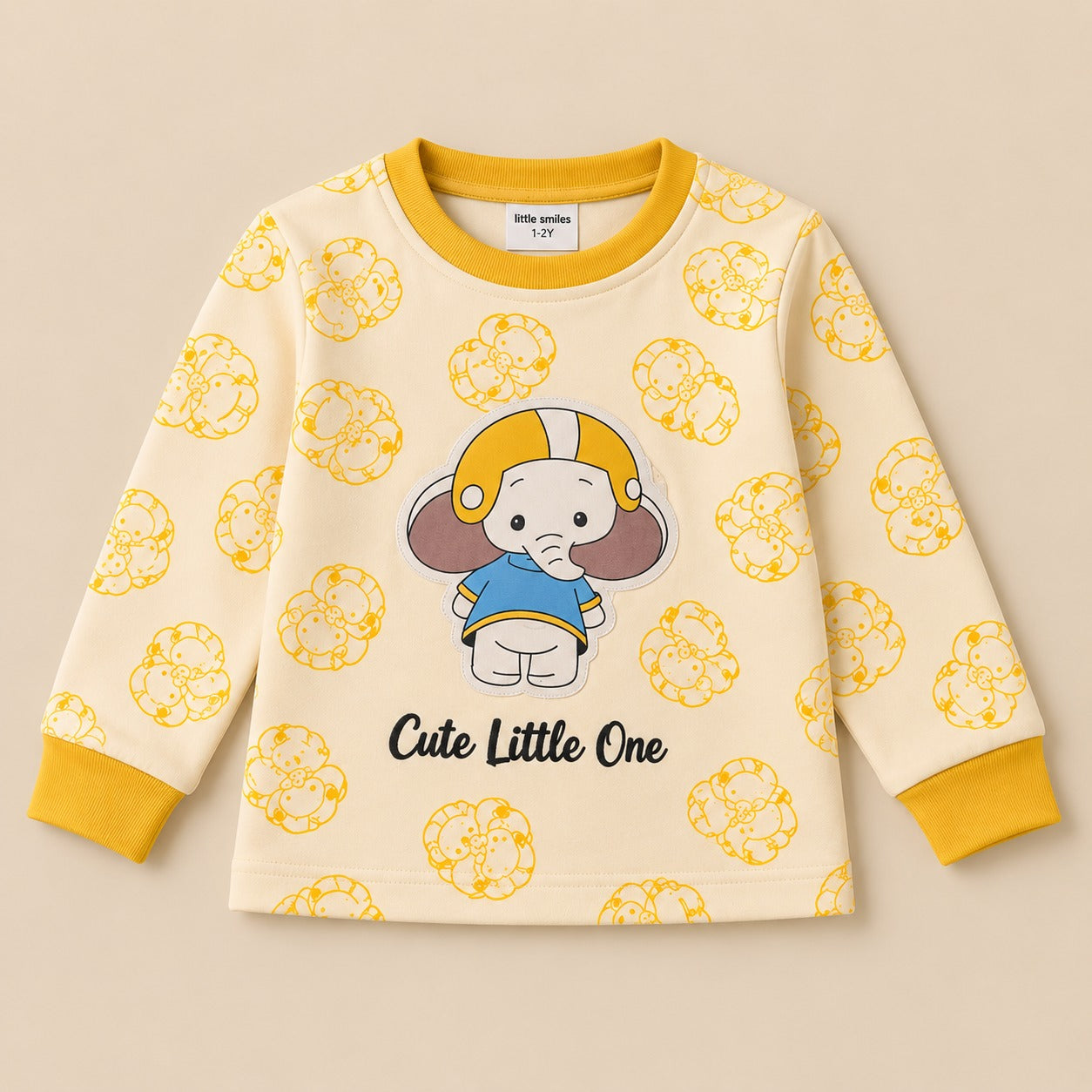 Unisex Warm Yellow Cute Little One Cotton Loungewear Set