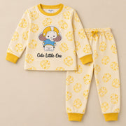 Unisex Warm Yellow Cute Little One Cotton Loungewear Set