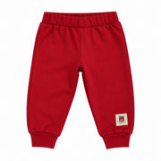 Baby Girls Beige & Crimson Bear Family Cotton Loungewear Set