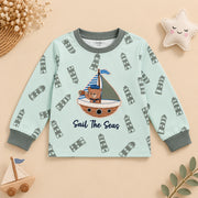 Unisex Mint Green Sail The Seas Bear Cotton Loungewear Set
