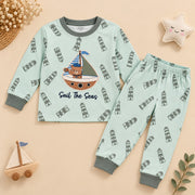 Unisex Mint Green Sail The Seas Bear Cotton Loungewear Set