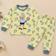 Unisex Lime Green Tennis Bear Cotton Loungewear Set