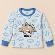 Unisex Light Blue Stegosaurus Dino Cotton Loungewear Set