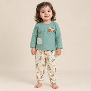Girls Sage Green Tropical Toucan Sweatshirt & Printed Pant Set