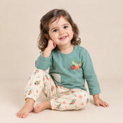 Girls Sage Green Tropical Toucan Sweatshirt & Printed Pant Set