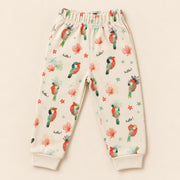 Girls Rust Brown Tropical Parrot Sweatshirt & Printed Pant Set