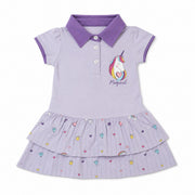 Baby Girls Dusty Pink Little Girl Graphic Tiered Polo Dress