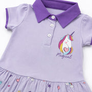 Baby Girls Dusty Pink Little Girl Graphic Tiered Polo Dress