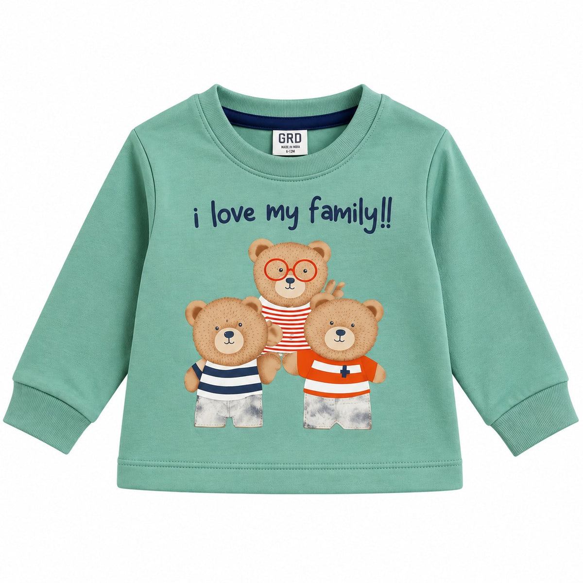 Baby Girls Beige & Crimson Bear Family Cotton Loungewear Set