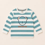 Boys Rust Orange Striped Bear Cotton Loungewear Set