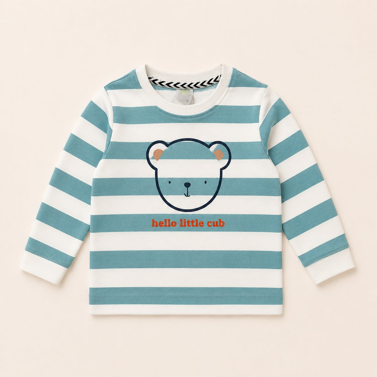 Boys Rust Orange Striped Bear Cotton Loungewear Set