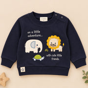 Boys Navy Blue Safari Friends Loop Knit Sweatshirt & Jogger Set