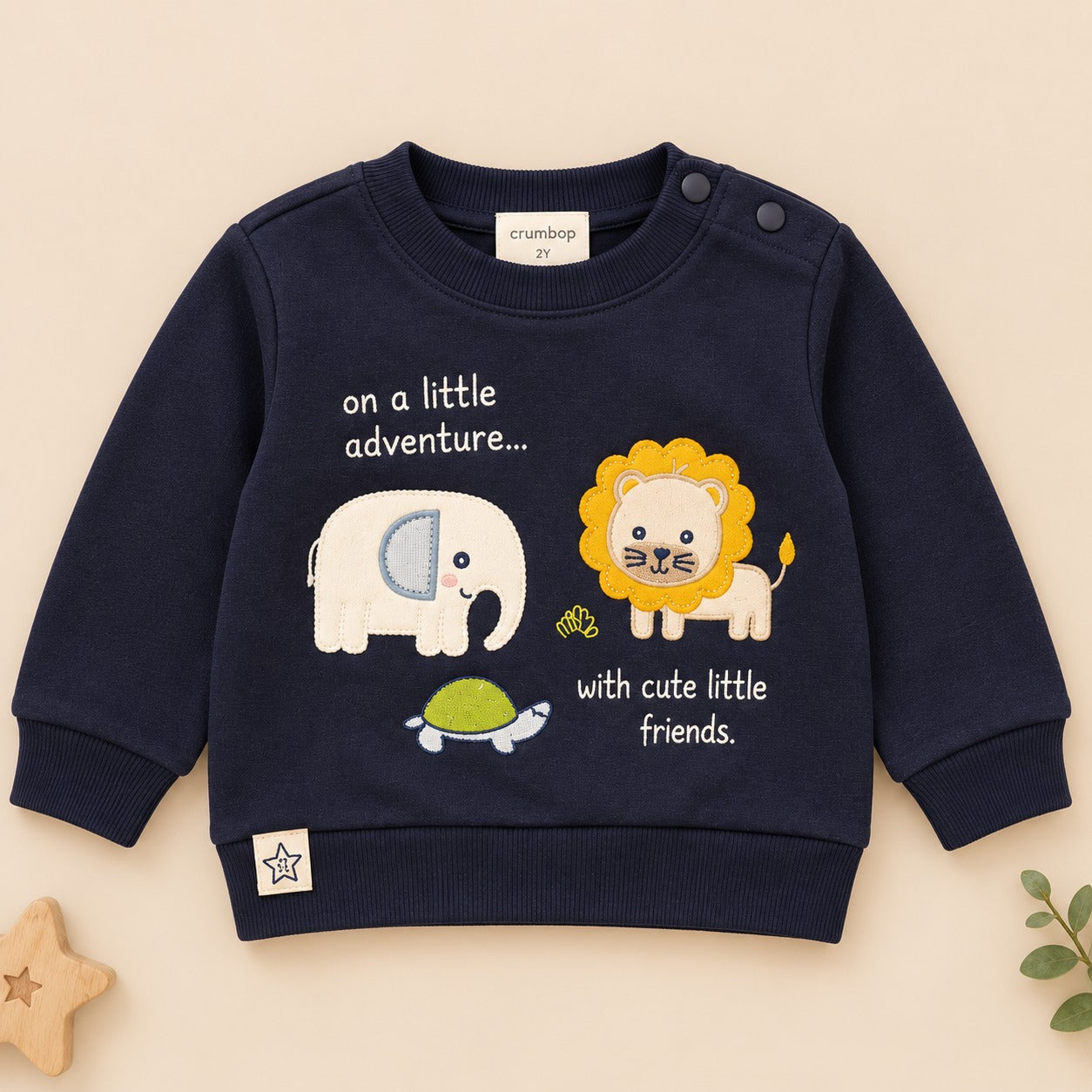 Boys Navy Blue Safari Friends Loop Knit Sweatshirt & Jogger Set