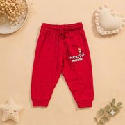 Boys Cream & Maroon Mickey Mouse Basketball Polo Sweatshirt & Jogger Set