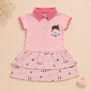 Baby Girls Dusty Pink Little Girl Graphic Tiered Polo Dress