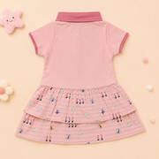 Baby Girls Dusty Pink Little Girl Graphic Tiered Polo Dress