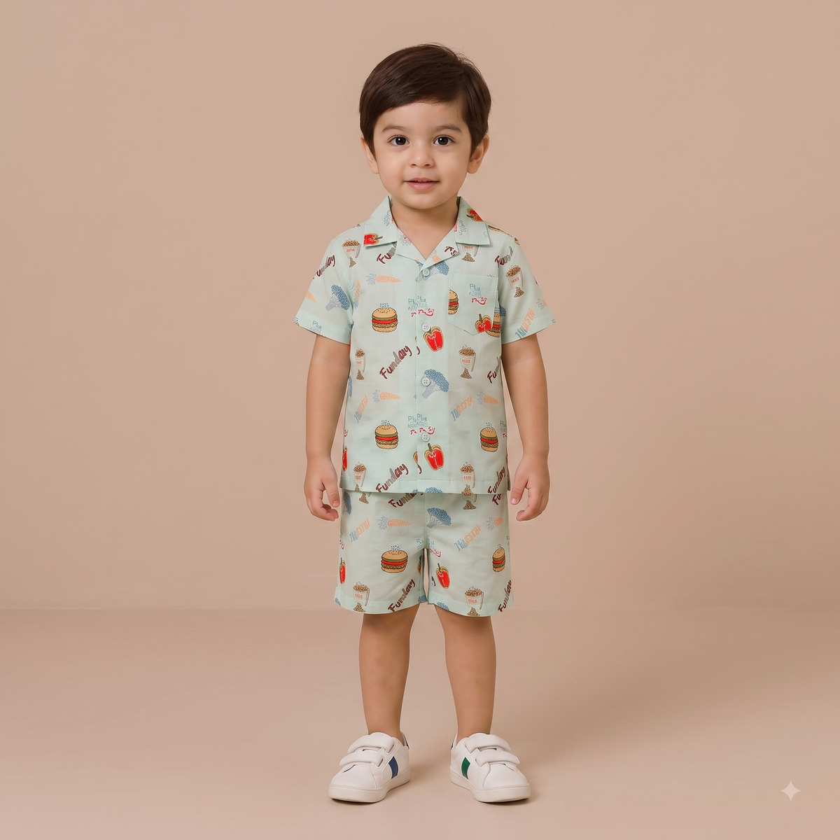 Boys Funday Printed Short Sleeve Shirt and Shorts Set