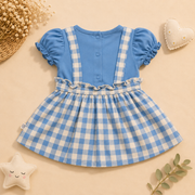 Baby Girls Sky Blue Donald Duck Gingham Pinafore Dress