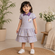 Baby Girls Dusty Pink Little Girl Graphic Tiered Polo Dress