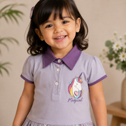 Baby Girls Dusty Pink Little Girl Graphic Tiered Polo Dress