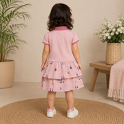 Baby Girls Dusty Pink Little Girl Graphic Tiered Polo Dress