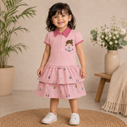 Baby Girls Dusty Pink Little Girl Graphic Tiered Polo Dress