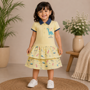 Baby Girls Dusty Pink Little Girl Graphic Tiered Polo Dress
