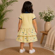 Baby Girls Dusty Pink Little Girl Graphic Tiered Polo Dress