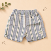 Boys Play Time Olive Puppy Graphic Tee and Striped Shorts Set