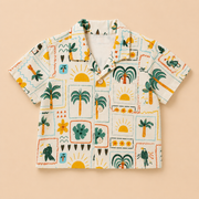 Boys Tropical Stamp Print Short Sleeve Shirt and Shorts Co-ord Set