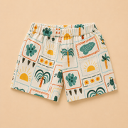 Boys Tropical Stamp Print Short Sleeve Shirt and Shorts Co-ord Set